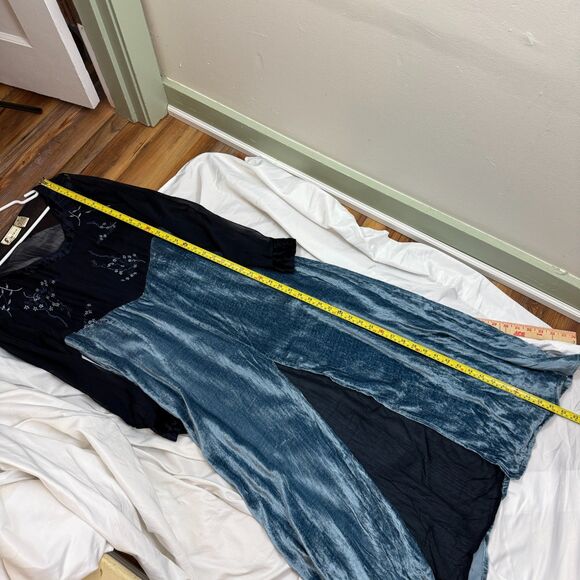 Vintage Nataya Na-Ta-Ya Maxi Dress Blue Forest Fairy Renaissance Embroidered M - Picture 12 of 14